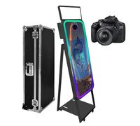 Specchio portatile per fotocamera da 40 pollici, con touch screen DSLR Photo Booth con custodia da volo, luce RGB per noleggio di matrimoni e feste aziendali (nero, 40 pollici + fotocamera)