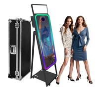 Specchio portatile per fotocamera fotografica da 101,6 cm, con touch screen DSLR Photo Booth con custodia da volo, luce RGB per matrimoni, noleggio feste aziendali, colore nero, 101,6 cm