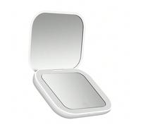 Specchio portatile per il trucco pieghevole circolare a copertura Flip, con patch di ingrandimento ad alta definizione, a tre livelli di intensità luminosa, dotato di lato ingrandito 2X. Specchio di b