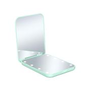 Specchio portatile pieghevole per trucco con ingrandimento 2x e luce LED integrata per viaggi e uso quotidiano