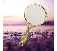 Specchio Portatile Vintage, Specchio da Viaggio Manuale - Oro Antico, Molto Pratico e Popolare Metallic,19x9.5cm