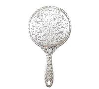 Specchio Portatile Vintage, Specchio da Viaggio Manuale - Oro Antico, Molto Pratico e Popolare Silver,19x9.5cm