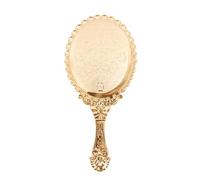 Specchio portatile vintage specchio stile antico,Piccolo specchio intagliato che trasporta lo specchio cosmetico portatile,Specchio vintage floreale Grande specchio palmare in placcato (Oro)