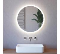 Specchio retroilluminato LED 85 cm tondo da parete con telaio nero