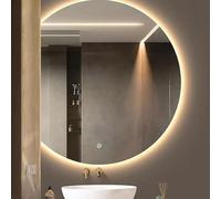 Specchio Retroilluminato LED Semicircolare, Dimmerabile a 3 Colori, Toeletta Trucco Rasatura Parrucchiere Doccia Irregolare Specchio Da Parete con Luci, Interruttore Touch(Left Cut,80*72 cm)