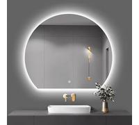 Specchio Retroilluminato LED Semicircolare, Dimmerabile a 3 Colori, Toeletta Trucco Rasatura Parrucchiere Doccia Irregolare Specchio Da Parete con Luci, Interruttore Touch(Down Cut,50*45 cm)