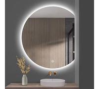 Specchio Retroilluminato LED Semicircolare, Dimmerabile a 3 Colori, Toeletta Trucco Rasatura Parrucchiere Doccia Irregolare Specchio Da Parete con Luci, Interruttore Touch(Right Cut,60*54 cm)