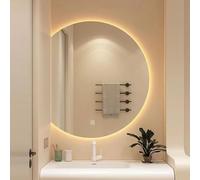 Specchio Retroilluminato LED Semicircolare, Dimmerabile a 3 Colori, Toeletta Trucco Rasatura Parrucchiere Doccia Irregolare Specchio Da Parete con Luci, Interruttore Touch(Left Cut,50*45 cm)