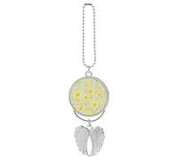 Specchio retrovisore a forma di fiore giallo per auto, ornamento da appendere, accessorio per auto, da donna, grazioso accessorio estetico, decorazione per interni, camion, Natale, per uomo, One Size