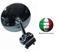 SPECCHIO RETROVISORE DX TONDO CROMATO A MORSETTO PER FIAT 500 F 65>75 1965>1975