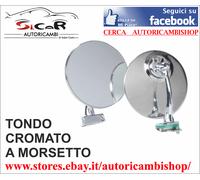 SPECCHIO RETROVISORE ESTERNO TONDO CROMATO A MORSETTO FIAT 500 F-L-R EPOCA