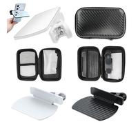 Specchio retrovisore per cellulare, regolabile, per smartphone, fotocamera, clip a specchio per smartphone, per fotografia creativa, con custodia e panno per la pulizia (nero, bianco)
