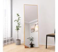 Specchio rettangolare a figura intera 162x53 cm, specchio da terra e da parete 2 in 1, specchio a figura intera con cornice in alluminio nero/oro, grande specchio da terra per camera da letto,