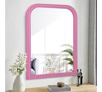 Specchio rettangolare con cornice in legno, piccolo, moderno, da appendere, decorazione rustica, per bagno, soggiorno, camera da letto, ingresso, 40 x 30 cm, rosa