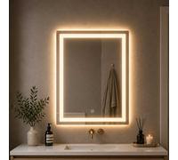 Specchio Rettangolare Con Cornice Led E Interruttore Touch A Parete da Bagno - CONFEZIONE: 1 pz., Tonalità: Standard 6000-6500K, Misure: 60x80 cm