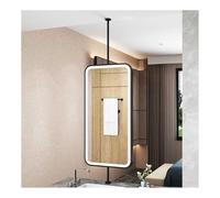 Specchio Rettangolare da soffitto con Cornice in Metallo e Illuminazione a LED, Specchio da Bagno Quadrato sospeso, Ideale per casa o Hotel (Nero, 50x100 cm)