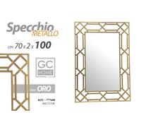 SPECCHIO RETTANGOLARE IN METALLO ORO DECORATIVO DA PARETE 702100 CM KFC-777608
