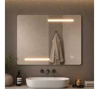 Specchio Rettangolare Led Con Interruttore Touch Elegante per Bagni ed Ambienti - CONFEZIONE: 1 pz., Misure: 100x80 cm, Tonalità: Standard 6000-6500K