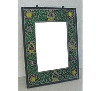Specchio Rettangolare Tucano Con Cornice In Mosaico Di Vetro Verde 30x40 cm