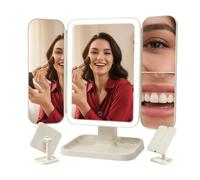 Specchio Rotante Illuminato LED Pieghevole Vano Trucco Cosmetici 1x2x3x Zoom