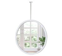 Specchio rotondo bianco grande Specchio montato a soffitto Specchio con asta sospesa per il trucco da bagno, Specchio circolare con struttura in metallo, Specchio decorativo in vetro ( Size : Diameter