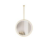 Specchio rotondo da appendere, specchio cosmetico girevole a 360°, luce a LED, tre temperature di colore, adatto for il trucco e la rasatura del bagno di casa(Gold,50x50cm)