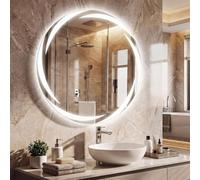 Specchio Rotondo da Bagno con luci LED, Specchio da Trucco a Parete Illuminato con Funzione antiappannamento, dimmerabile a 3 Colori e con Memoria, Specchio da Parete per Trucco a LED in Vet