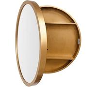 Specchio rotondo da bagno con mensola, mobiletto per trucchi da parete, per cosmetici e prodotti di bellezza, elegante e funzionale