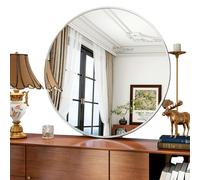 Specchio Rotondo da Parete 91 cm Cornice in Alluminio Argento Moderno Bagno