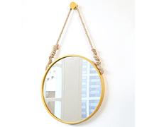 Specchio rotondo da parete con corda di canapaNordicSpecchio da bagno da appendere specchio cosmetico in metallo ed decorazione da parete per furgoni o soggiorno