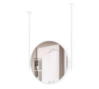 Specchio Rotondo da soffitto con Cornice in Metallo Bianco e Asta di Sospensione, Adatto per casa o Hotel, Specchio Decorativo Minimalista in Vetro (70 cm x Asta - 100 cm)