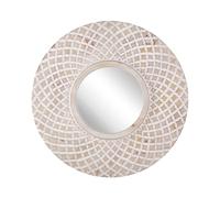 Beliani Specchio Rotondo Decorativo in marrone chiaro Stile Boho ø 60 cm