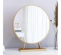 Specchio rotondo dorato da toeletta, 50 cm, per bagno e camera da letto, elegante specchio per il trucco, perfetto per la decorazione della casa e gli elementi essenziali di bellezza
