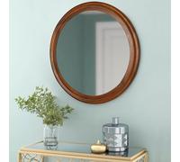 Specchio rotondo in legno da parete, 61 cm, specchio decorativo circolare con cornice in noce, specchio rustico da appendere per bagno, ingresso, camera da letto o soggiorno (marrone noce)