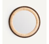 Specchio rotondo in rattan bicolore, diametro 91 cm, MAE Beige TU