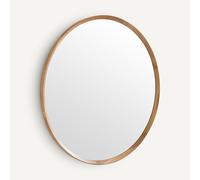 Specchio rotondo in rovere massiccio, diametro 100 cm, Orion Beige TU