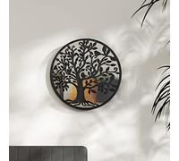 Specchio rotondo nero, 40 x 2,5 cm, in ferro, con cornice decorativa, per interni, montaggio a parete, soggiorno, corridoio, bagno, riflesso della luce e design della stanza