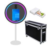 Specchio rotondo per cabina fotografica, selfie con cornice LED, portatile, touch screen da 21,5", macchina per cabina fotografica per eventi e feste di nozze (bianco, cabina fotografica + mini