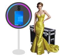 Specchio rotondo per cabina fotografica, selfie con cornice LED, portatile, touch screen da 21,5", specchio magico per matrimoni, feste, eventi (bianco, cabina fotografica)