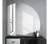 Specchio rotondo senza cornice HD da 50 cm, specchio da parete per bagno, per camera da letto, soggiorno, ingresso (taglio a sinistra, 50 cm), elegante decorazione per la casa