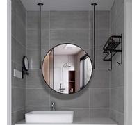 Specchio rotondo sospeso da parete, per bagno, 60 x 60 cm, ideale per hotel, corridoi e ingressi di casa