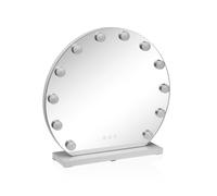 Specchio Rotondo Versa con 12 luci LED e Supporto Dimensioni (A x L x P) 50 x 5 x 50 cm, Bianco