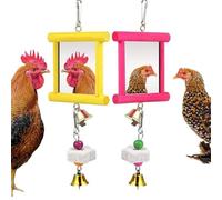 Specchio sospeso di pollo - galline giocattoli altalene, per l'arricchimento degli uccelli | per soccorsi per la noia multifunzionale, mirroor del pollame riflettente per coops, in