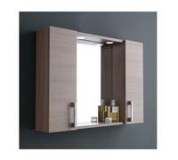 Specchio da bagno con luce led rettangolare con mobiletto contenitore rovere fumo 2 ante 4296LED
