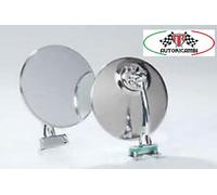 SPECCHIO SPECCHIETTO RETROVISORE FIAT 500 FLR 126 TONDO CROMATO CON MORSETTO