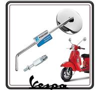SPECCHIO SPECCHIETTO RETROVISORE SINISTRO CROMATO PIAGGIO VESPA PX SOLO CON FRENO A DISCO COMPLETO DI SUPPORTO PERNO MONTAGGIO ORIGINALE PIAGGIO