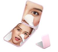 Specchio tascabile con luce a LED, ingrandimento 1X/3X, compatto, da viaggio, specchio da viaggio illuminato per borsa, borsa, tasca, specchio da trucco portatile su 2 lati (rosa)