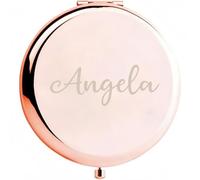 Specchio Tascabile Personalizzato Con Nome E Ingrandimento 1X/2X, Specchio Da Trucco Compatto Ultra Sottileper I Viaggi, Regalo Di Trucco Portatile Per Mamma, Sorella, Compleanno(Rose gold)