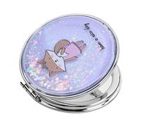 Specchio Tascabile Rotondo Specchio Compatto Specchio da Viaggio Portatile Specchio Pieghevole Ingranditore per Donne Uomini Borsa per il Trucco Borsa a Mano Tavolo da Ufficio 7*7cm (Volpe Viola)