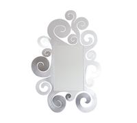 Specchio Temple grande in metallo, 90x130h(38x58), colore Argento argento